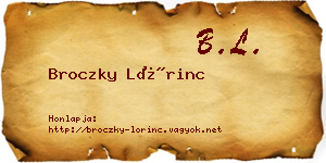 Broczky Lőrinc névjegykártya